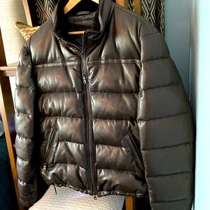 Men’s Coach Leather Puff Bomber Jacket